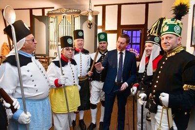 Besuch von Ministerpräsident Michael Kretschmer in der Bergbauanlage Alte Elisabeth mit anschließender Aufzeichnung seiner Neujahrsansprache für die Bürger Sachsens durch den MDR. 