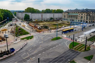 Ehemaliger Tietzparkplatz und Kreuzung Zschopauer/Bahnhofstraße