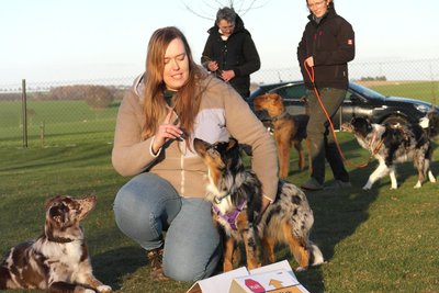 Jenny Kierek trainiert regelmäßig mit ihren zwei Australian-Shepherd-Hunden Ylvie und Maeve.
