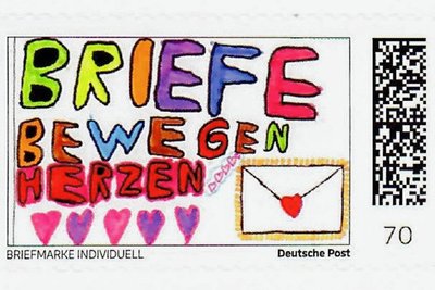 Für dieses Motiv gab es im Malwettbewerb den 1. Preis: Briefmarke individuell nach einem Entwurf von Collin Lian Georgi. 