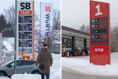 Der Vergleich: Die Spritpreise am Donnerstag gegen 11 Uhr an der Annaberger SB-Tankstelle und in Vejprty (Weipert) direkt hinter dem Grenzübergang in Bärenstein.