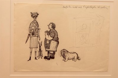 Zwei Damen mit Hund.