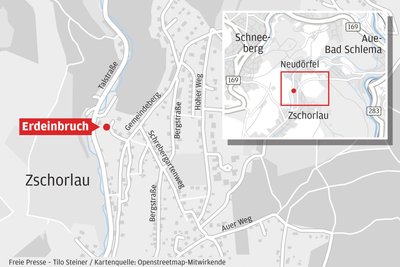 Der Standort, wo der Erdeinbruch festgestellt wurde.