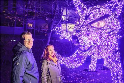 Die Köpfe hinter der Erfolgsschau: Sebastian Bau von der MK Illumination GmbH und Patrizia Meyn, Geschäftsführerin der Schlossbetriebe. 
