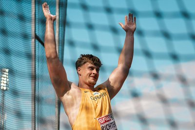 Steven Richter vom LV 90 Erzgebirge gewann bei den U23-Europameisterschaften der Leichtathleten im Juli Gold im Diskuswerfen.