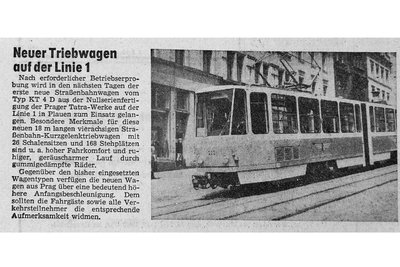 So berichtete die „Freie Presse“ am 25. Mai 1976 über die neuen Straßenbahnen.