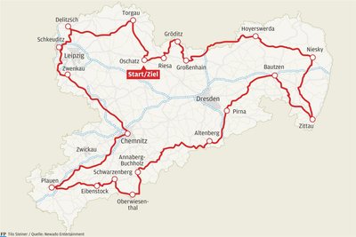 Die „Rund um Sachsen“-Strecke ist 910 Kilometer lang.