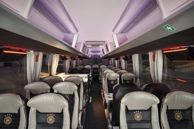 Ein Blick in den neuen DFB-Mannschaftsbus. Die Inneneinrichtung erfolgte komplett in Plauen. 