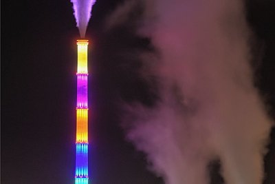 Am Sonntag leuchtete der Chemnitzer Schornstein zum vorerst letzten Mal. 