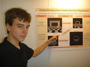 Julius Kunze zeigt, was man aus einem lichtschnellen Raumschiff sähe.