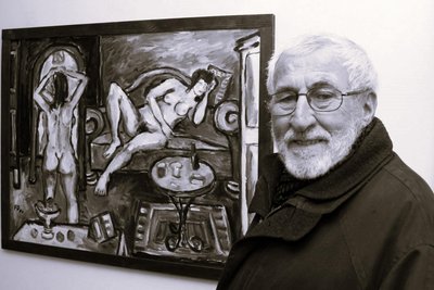 Fritz Diedering in seinem Atelier. Der Künstler hat bis ins hohe Alter gemalt.