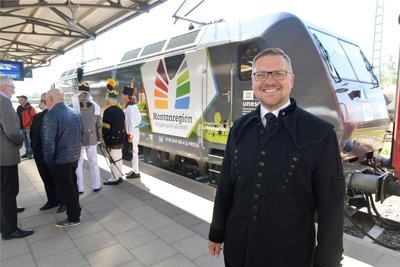 Der einstige Landtagsabgeordnete Steve Ittershagen ist heute Geschäftsführer des Welterbe Montanregion Erzgebirge Vereins. Die Werbelok, die Ittershagen mit initiierte, soll zur Feier am Wochenende nach Olbernhau kommen.