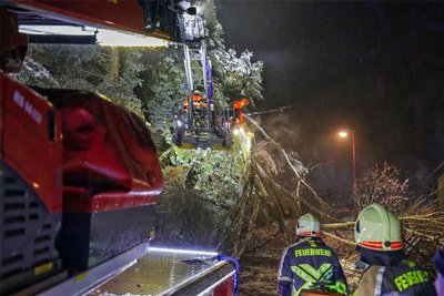 In der Nacht vor Heiligabend hatten die Einsatzkräfte alle Hände voll zu tun. Sturm, Schnee und Regen hatten vielerorts für abgebrochene Äste und umgestürzte Bäume gesorgt.