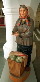 Die Bergmännische Krippe in der Bergkirche - hier eine Marktfrau - war die Vorlage für eine digitale Annaberger Weihnachtsgeschichte. 
