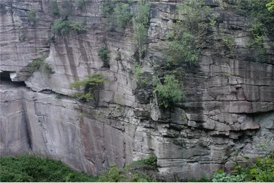 Reste eines großen Steinbruchs im Zeisigwald. Über Jahrhunderte hinweg wurde dort Porphyrtuff abgebaut, der in der Region als Baumaterial gefragt war. 