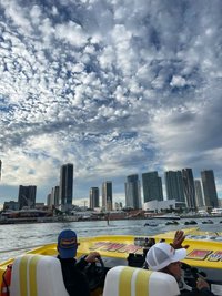 Zubers auf Bootstour vor der Skyline von Miami