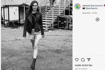 Sanna Marin im Rock-Outfit. 