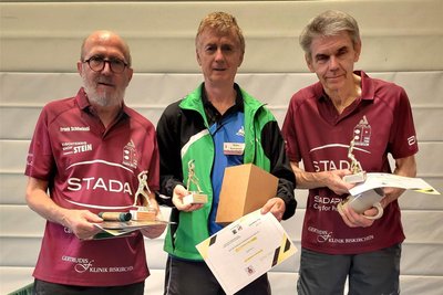 Heiko Rauchmaul (Mitte) gewann das Turnier vor Klaus Müller (rechts) und Frank Schliwinski.