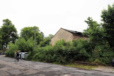 Die Bebauungsfläche an der Dresdner Straße in Freiberg von der Jungestraße aus gesehen.