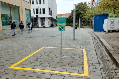 Mit einer gelben Markierung sollen die "überwachungsfreien Zone" markiert sein.