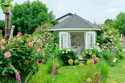 Sabine Malkhoff hat in Zwickau einen großen, wildromantischen Garten mit altem Baumbestand, Sträuchern und Stauden angelegt. Viele duftende Kletterrosen laden an 13 verschiedenen Sitzecken zum Verweilen ein.