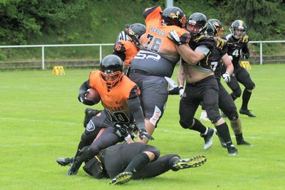 Erneut gestoppt: Die Freiberger Footballer kassierten am Sonntag die dritte Saisonniederlage.