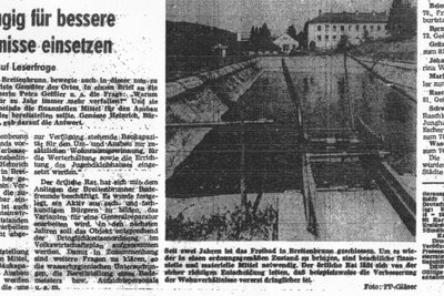 Dieser Ausschnitt stammt aus der „Freien Presse“ vom 4. September 1974, als das Breitenbrunner Bad bereits zwei Jahre geschlossen war.