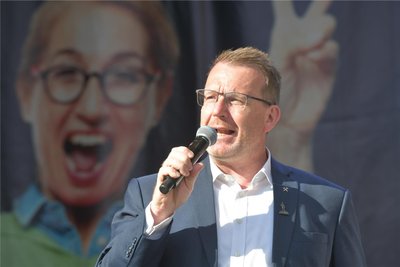 Oberbürgermeister Sven Krüger (parteilos) begrüßte die Besucher des 37. Bergstadtfestes.