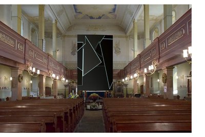 So sieht der Entwurf von Isabelle Borges für die Altarverhüllung in der Stadtkirche Marienberg/ OT Zöblitz aus.