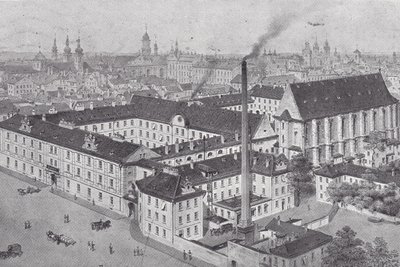Anton Günthers Arbeitsplatz in der Nähe der Karlsbrücke: die Buchdruckerei A. Haase im Annenhof in Prag um 1900.