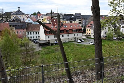Blick auf das ehemalige Brauereigelände in Hainichen, das als Parkplatz neugestaltet werden soll.