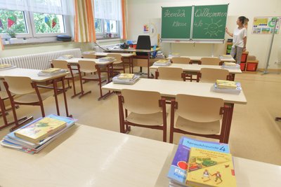 Blick in einen Klassenraum im Altbau der Grundschule Oberschöna.