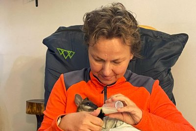 Gesine Meyer, die neue Schulleiterin von Gornsdorf, bei einem Rettungsprogramm für junge Tiere in Australien