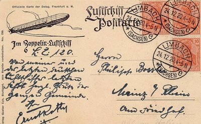 
              <p class="artikelinhalt">Bisher einzige Abwurfkarte vom Flugschiff Zeppelin über Limbach.</p>
            