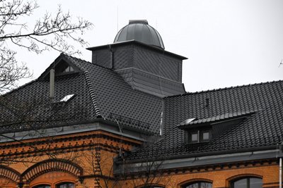 Die Fichte-Schule in Mittweida mit dem Turm der Sternwarte.