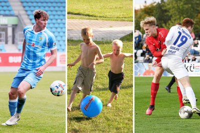 Johannes Pistol (Bild links) spielt beim CFC, sein jüngerer Bruder Albert (Bild rechts im roten Trikot) ist für den FC Grimma aktiv. Als Kinder jagten beide gemeinsam den Ball hinterher.