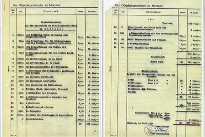 Der im April 1950 von der Stadt erstellte Kostenüberschlag füllt zwei Seiten.