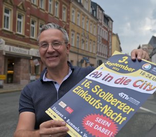 Gewerbevereinsvorsitzender Jörg Loos ist ein Hauptorganisator der Stollberger Einkaufsnacht. 