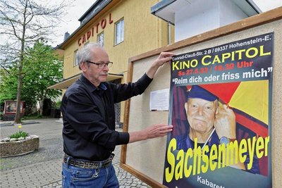 Im Filmtheater gibt es nicht nur Filme, sondern manchmal auch Kabarett und Ähnliches - zum Beispiel am Pfingstsamstag, wenn Sachsenmeyer kommt. 