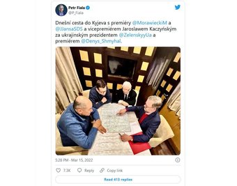 Screenshot eines Twitter-Beitrags von Petr Fiala