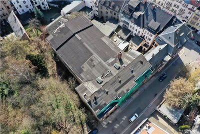 Wie groß das einstige Central-Kino an der Ziegelstraße ist, wird am besten aus der Vogelperspektive deutlich.
