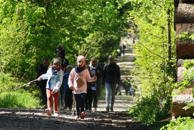Auf den Wegen im Röthenbacher Wald herrschte am Waldtag der Kita Borstel reger Betrieb.