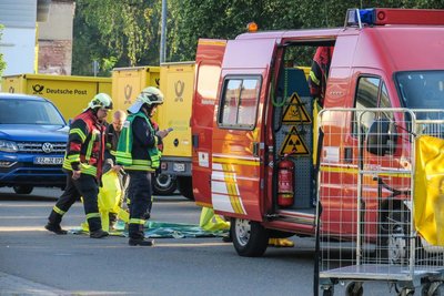 Der Erkundungswagen der Feuerwehr Beierfeld wurde nach dem Einsatz von einem Auto gerammt und schwer beschädigt.
