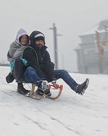 Auf dem Fichtelberg wurde am Sonntag gerodelt.