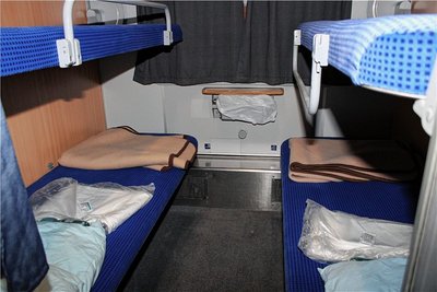 Die Abteile im Liegewagen sind einfach, aber nicht unbequem.