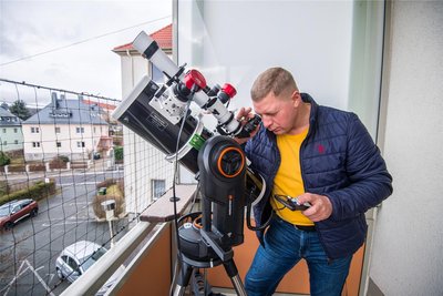 Meist macht Tino Fanghänel seine Aufnahmen vom heimischen Balkon aus. Aber dort war der Winkel zur ISS ungeeignet.
