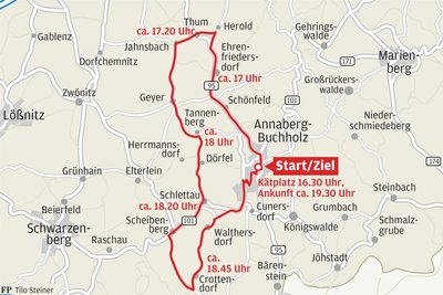 Das ist die geplante Route der beleuchteten Trucks am Sonnabend.