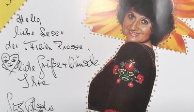 Gruß von Susi Schuster an die "Freie Presse"-Leser.
