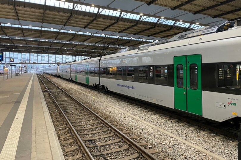 Zahlreiche MRB-Züge standen während des Streiks im Chemnitzer Hauptbahnhof.