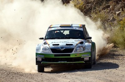 Sepp Wiegand im Skoda Fabia S2000 bei der Rallye Zypern.
